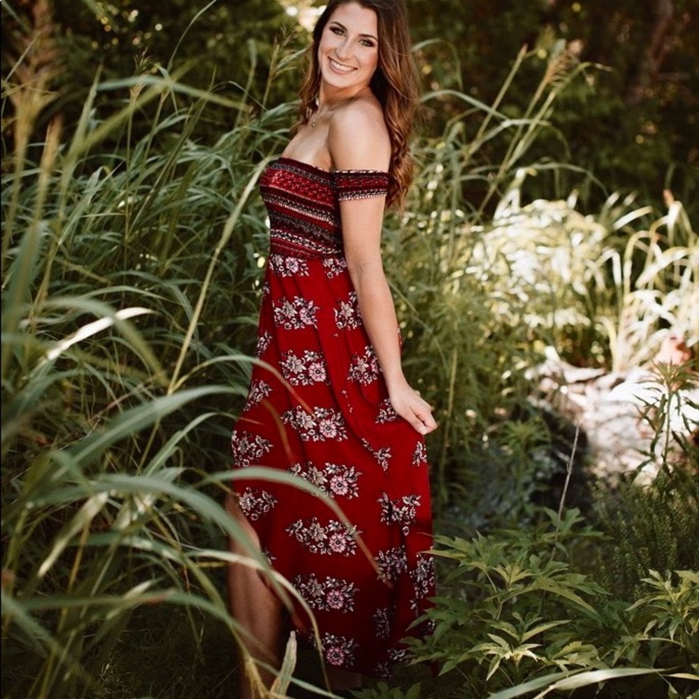 Off-the-shoulder maxi dress